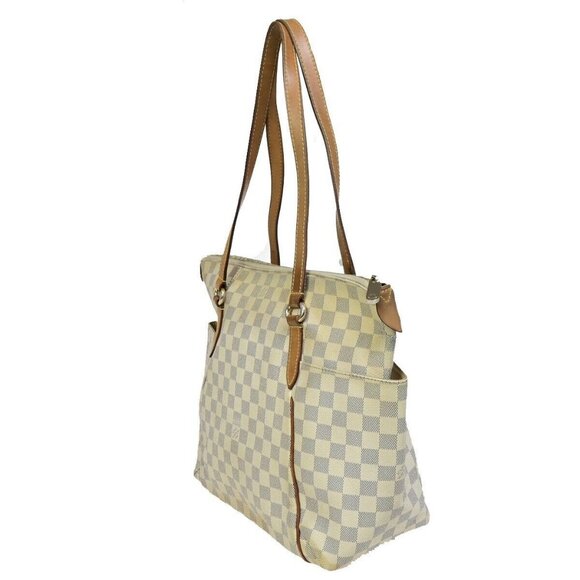 LOUIS VUITTON Totally MM Shoulder Bag Damier Azur Leather White - Picture 2 of 16
